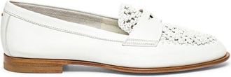 Santoni Womens Leather Penny Loafer in White at Nordstrom, Size 11.5