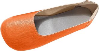 Generic Womens Slip On Shoes Casual Round Toe Pumps Stylish Solid Color Lightweight Comfortable Wide Width Ballet Flats Outdoor Office Orange