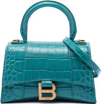 Balenciaga Pre-owned Balenciaga Croc Embossed Calfskin Hourglass Top Handle Bag XS Ladies SIOOAUCK0L9YV4WN