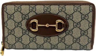 Gucci Beige Brown Gg Supreme Leather Long Wallet (Bi-Fold) (Pre-Owned)