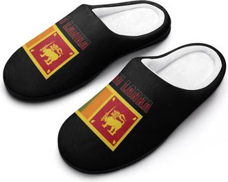 Generic Vintage Sri Lanka Flag Mens Slippers Slip On Comfortable Fleece Cotton House Shoes Winter
