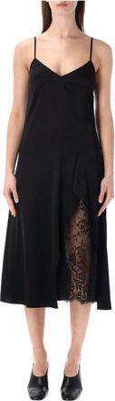 Acne Studios Docketta Midi Jurk - Dames - Casual kleedjes - Zwart - M - Satijn - Kleedjes