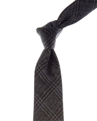 Canali Green & Grey Squares/Check Reversible Silk Tie