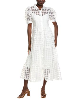 English Factory Gridded Organza Tiered Maxi Dress