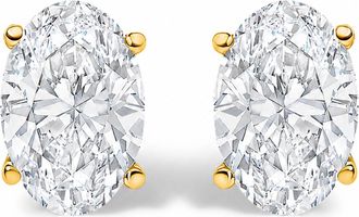 House of Brilliance 14K Gold Lab Grown Oval Solitaire Diamond Stud Earrings