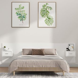 vidaXL Cabecero De Cama Con Mesitas Madera Contrachapada Blanco Vidaxl