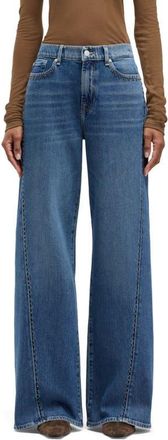 7 For All Mankind Lotta Twisted Seam High Waist Wide Leg Jeans in Street Wise Wit at Nordstrom, Size 24
