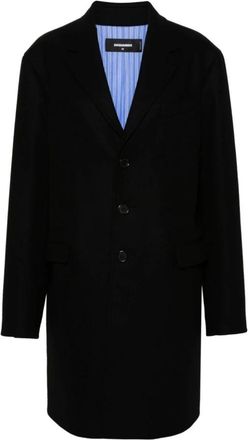 Dsquared2 Zwarte Cappotto - Dames - Mantel - Zwart - XS - Wol - Jassen