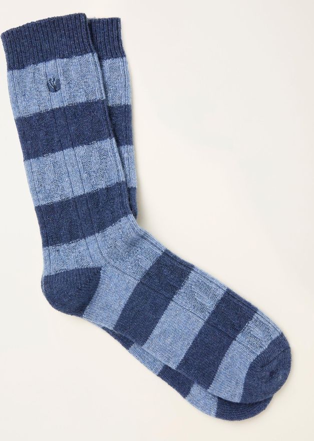 FatFace Blue Striped Cashmere Blend Socks