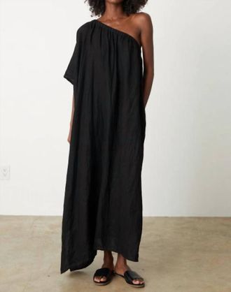 Velvet Andrea Linen One Shoulder Dress In Black