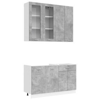 vidaXL Unidad De Cocina Lyon 4 Uds. Gris Hormig&oacute;n Madera De Ingenier&iacute;a Vidaxl