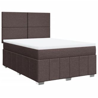 vidaXL Vidaxl - Cama Box Spring Con Colch&oacute;n Tela Marr&oacute;n Oscuro 140x190 Cm