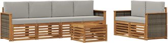 vidaXL Conjunto De Sof&aacute;s De Exterior 7 Uds. Natural Y Gris Claro Vidaxl
