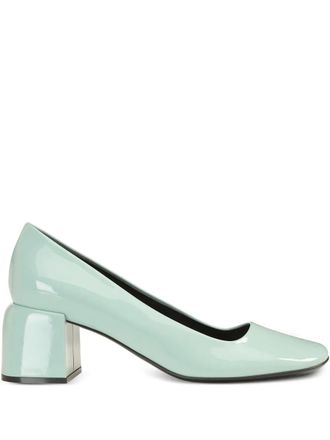 Sergio Rossi 55mm block heel pumps - women - Kid Leather/Patent Calf Leather/Calf Leather - 39.5 - Blue