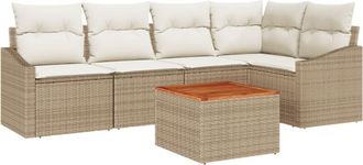 vidaXL Garden Sofa Set 6 pcs Beige, white Vidaxl