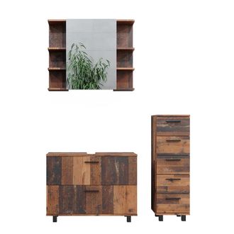 Vicco Conjunto De Muebles De Ba&ntilde;o Ilias, Roble R&uacute;stico, 3 Piezas