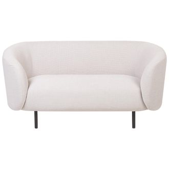 Beliani Beliani - Sof&aacute; 2 Plazas De Poli&eacute;ster Beige Negro Boucl&eacute; Suave Patas Doradas Retro Glamour Loen