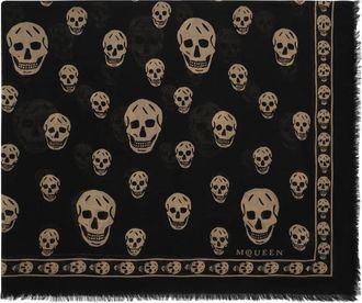 Alexander McQueen Zwarte Schedelmotief Wollen Sjaal - Heren - Zijden sjaals - Zwart - ONE Size - Wol - Accessoires
