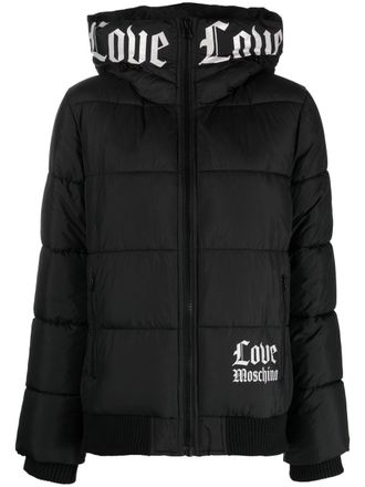 Love Moschino Donsjack met logoprint - Zwart