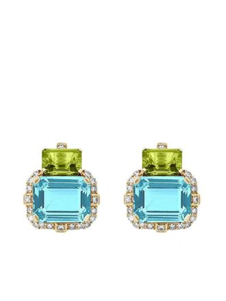 Goshwara 18K yellow gold Gossip topaz and diamond earrings - women - Diamond/18kt Yellow Gold/Blue Topaz - One Size