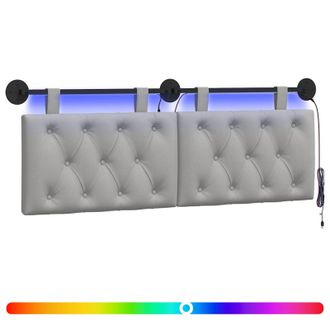vidaXL Cabecero Colgante Con Luz Led Gris Nube Tela Vidaxl