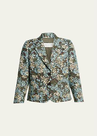 Dries Van Noten Floral Jacquard SIngle-Breasted Shrunken Jacket