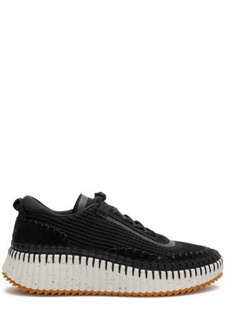 Chlo&eacute; Nama Panelled Recycled Mesh Sneakers - Black - 4