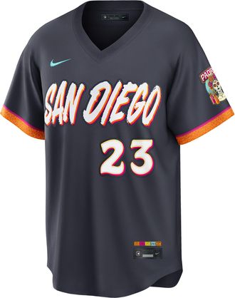 Nike Fernando Tatis Jr. San Diego Padres City Connect Nike Mens MLB Stadium Jersey in White | RE260H3HPY9-SW4