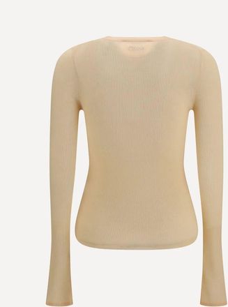 Chlo&eacute; Womens Pull En Laine Superfine Bleached Orange Sweater