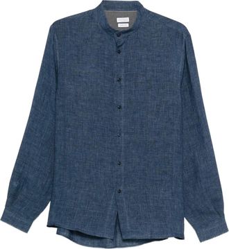 Brunello Cucinelli Overhemd met bandkraag - Blauw
