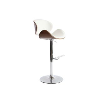 Miliboo Taburete De Bar De Dise&ntilde;o Blanco Y Madera Walnut