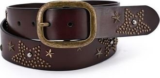 OLD TREND Glory Genuine Leather Star Studded Heritage Belt in Brown at Nordstrom, Size Medium