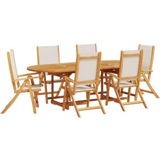 vidaXL vidaXL 7 Piece Garden Dining Set Solid Wood Acacia and Textilene