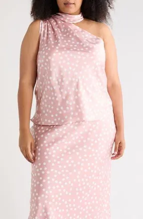 Renee C Scarf Neck One-Shoulder Top in Pink at Nordstrom Rack, Size 1X