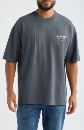 AllSaints Underground Oversize Graphic T-Shirt in Dark Steel Blue at Nordstrom, Size X-Large
