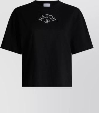 Patou short sleeve crew neck nylon silk top