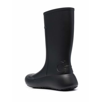 Ferragamo Gancini-Debossed Rain Boot - Black