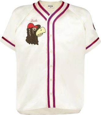 Bode Redtail Baseball Shirt - Heren - Korte mouwen Overhemden - Beige - S - Katoen - Overhemden