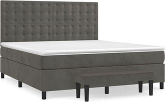 vidaXL Vidaxl - Cama Box Spring Con Colch&oacute;n Terciopelo Gris Oscuro 180x200 Cm
