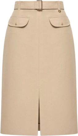 Moncler Rokken, Dames, Beige, M, Katoen, Midi Rok