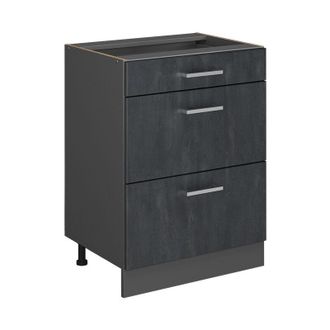 Vicco Mobiletto base per cucina R-Line, Calcestruzzo nero, 60 cm pl Marmo