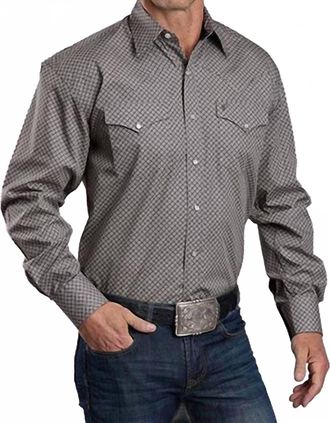Stetson Mens Snap Two Pocket Print Shirt In Polaris Geo