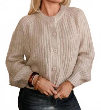 HYFVE Cable Knit Cardigan Sweater In Light Mocha