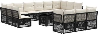 vidaXL Conjunto De Sof&aacute;s De Jard&iacute;n 14 Uds. Negro Rat&aacute;n Sint&eacute;tico Vidaxl