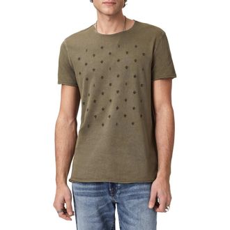John Varvatos Fleur de Lis Embroidered T-Shirt in Eucalyptus at Nordstrom, Size Xx-Large