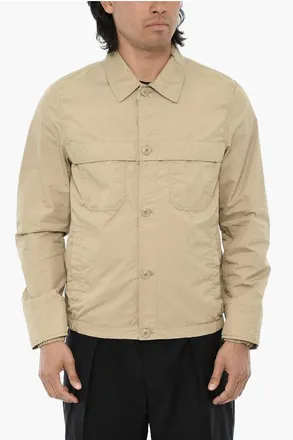 Woolrich Solid Cotton-Blend Overshirt with Front Button Closure size Xl