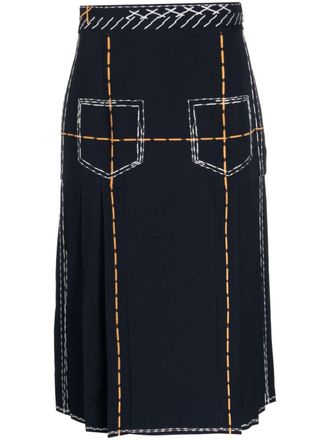 Moschino Gonna midi con cuciture a contrasto - Blu