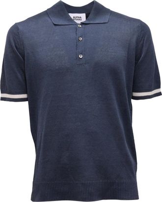 Alpha Studio Linnen/katoenen overhemd Pacifico Model Au-1241B - Heren - Polos - Blauw - XL - Katoen - Tops