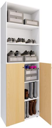 ebuy24 Ebuy24 - Vcm Xl Wood Large Shoe Cabinet Zapato Rack Botas Grandes Muebles De Piso Lona 6 Compartimentos (blanco / Haya)