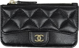 Chanel Pre-owned Matelasse Coin purse - Dames - Vintage Accessoires - Zwart - ONE Size - Leer - Vintage